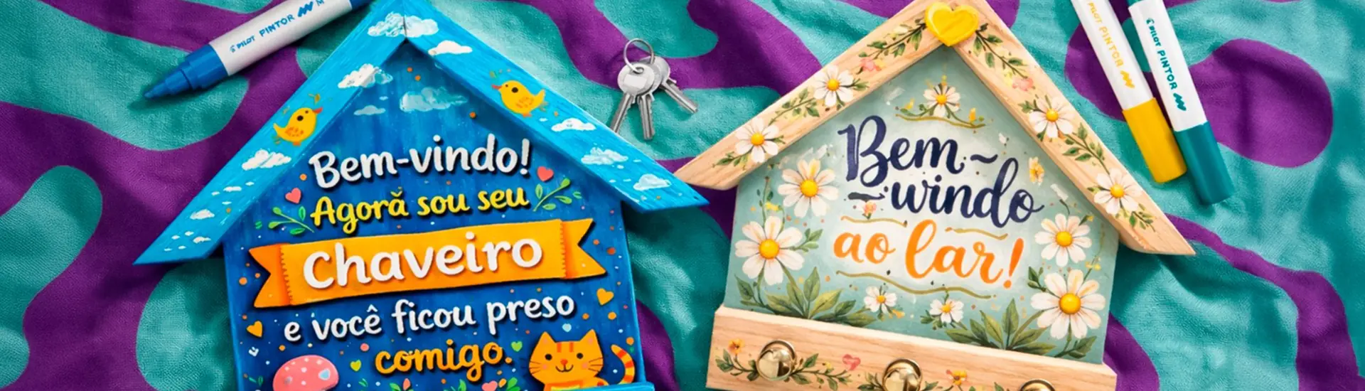 Oficina criativa // Personalização de porta-chaves com canetas Pilot Pintor e Lia Fênix
