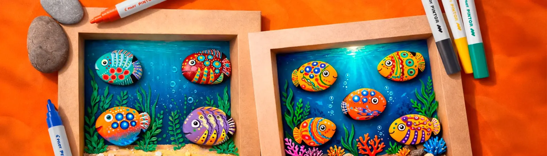 Oficina criativa // Pintura criativa inspirada nas águas e peixes do Japão com canetas Pilot Pintor e Vlady
